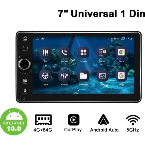 Android 10.0 head unit 7 Inch Single Din Universal Car Radio Player 1280*720 IPS Octa Core Carplay Android Auto Fast Foot