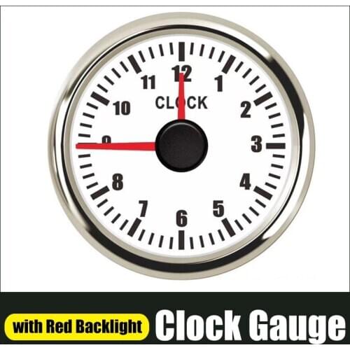 Waterproof Clock Gauges Car Boat Instrument Hour Meters 0~12 Hours Show Clock Meter with Red Backlight