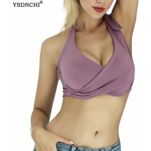 YSDNCHI High Quality Sexy Camisoles Halter Camis Women Solid Tank Tops Ladies Summer Cropped Mujer Vest Backless Tees Bodycon