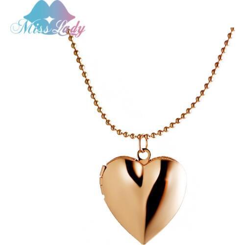Miss Lady Jewelry statement Love necklace Pendant women gold color Floating Heart Cameo Locket Necklace For Memory MLY1001N