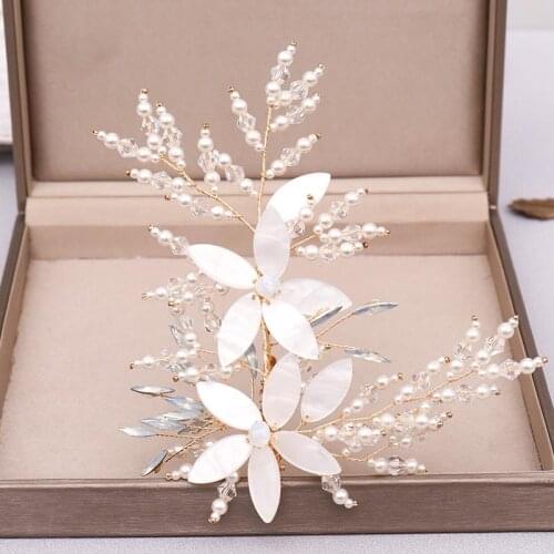 ACRDDK Fashion Women Shiny Crystal Hair Clip White Gold Flower Shape Hair Grips Bridal Wedding Hair Jewelry Accessories SL