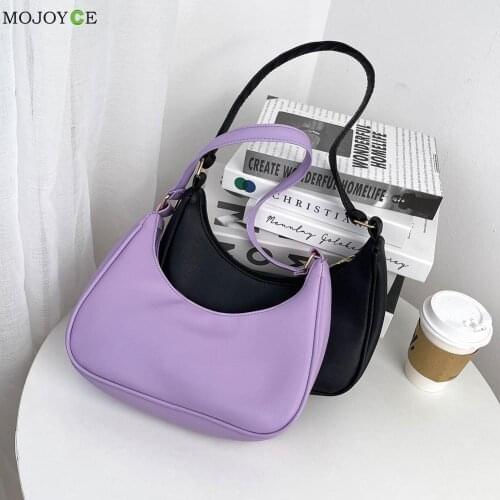 Vintage Women PU Leather Hobos Shoulder Underarm Bag Casual Ladies Solid Color Small Handbags Purse