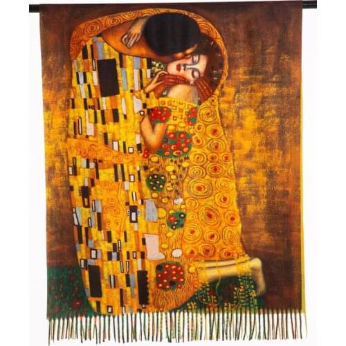 The World Famous Oil Painting Scarf Women Autumn Single Side Digital Print Shawls Wraps Ladies Long Pashmina Winter Gift Blanket