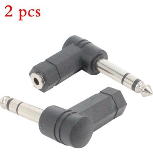 2 Pcs 90 Degrees 3.5mm Female to 6.35/6.5mm 1/4" Mono Stereo Male Speaker Audio Adapter Plug 3.5mm 1/8" Stereo TRS Connector
