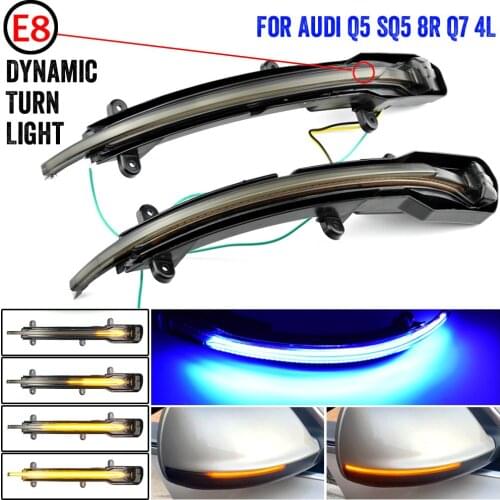 2pcs For Audi Q5 SQ5 8R 2010-2017 Q7 Facelift 2010-2015 LED Side Wing Dynamic Turn Signal Light Rearview Mirror Indicator