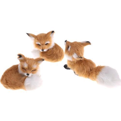3Styles Birthday Gift Brown Simulation Polyethylene Furs Squatting Model Toys Fox For Home Decoration