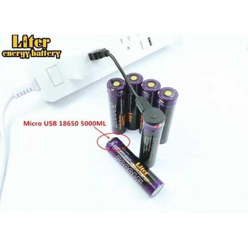 4PCS Liter energy battery USB 5000ML Li-ion Rechargebale battery USB 18650 3500mAh 3.7V Li-ion battery + USB wire