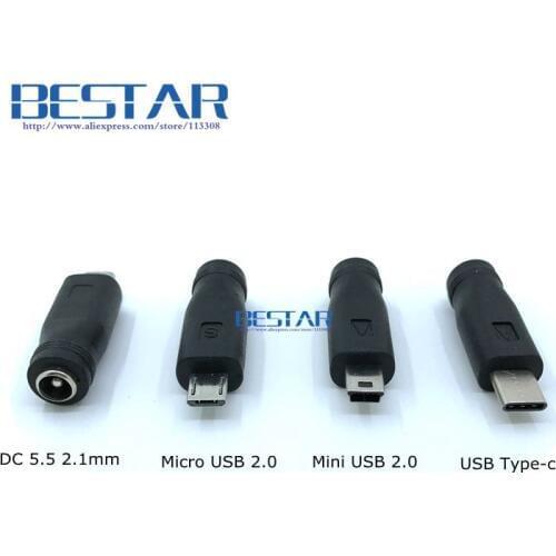 5V DC 5.5 * 2.1 mm Power Jack USB 3.1 Type C USB-C Type-c 5.5mm *2.1mm Mini USB & Micro USB DC Power Connector Adapter