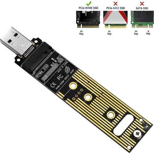 VODOOL M.2 NVME SSD to USB 3.1 Adapter PCI-E to USB-A 3.0 Solid State Drive Internal Converter Card for 2242/2260/2280