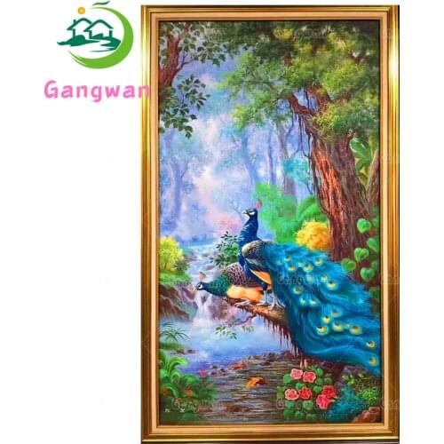 DIY diamond embroidery blue peacock full square round diamond painting cross stitch kits 5D mosaic stickers home decoration art