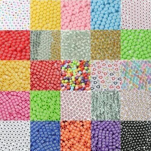 100/200/300/500pcs Mix Letter Beads Square Round Alphabet Beads Acrylic Beads DIY Jewelry Making For Bracelet Accessories