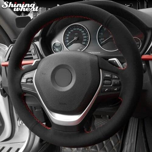 Shining wheat Black Suede Steering Wheel Cover for BMW F20 2012-2018 F45 2014-2018 F30 F31 F34 2013-2017 F32 F33 F36