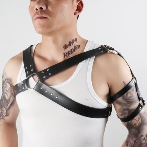Erotic Underwear Harness Men BDSM Bondage Lingerie Gay Gothic Body Muscle Belt Costume PU Leather Body Chest Fetish Accessories