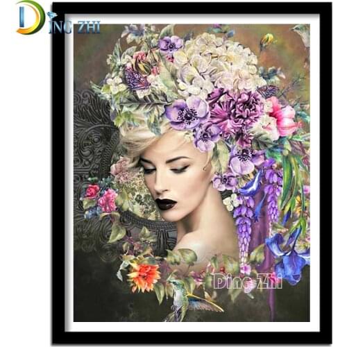5D Diamond Painting Hummingbird,Flower Iris Fantasy Woman Cross Stitch Diy Embroidery Mosaic Sale European Sexy Beauty Picture