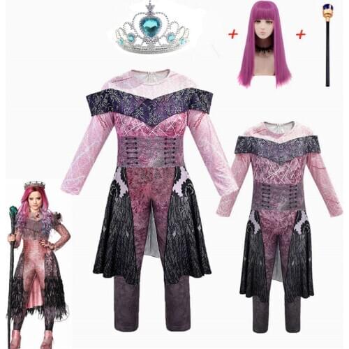 Pink Audrey Costumes girl Halloween Costumes for Kids Fancy Party women Costume evie descendants 3 Mal Cosplay Fantasia costumes