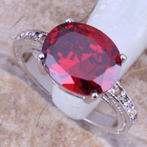 Pretty Multicolor Silver Plated Fashion Ring Size 6 / 7 / 8 / 9 R0096