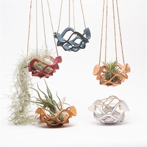 Creative Leather Planter Hanging Baskets Indoor Planter Shelf Decorative Flower Pot Holder Wall Hanging Garden Home Decor
