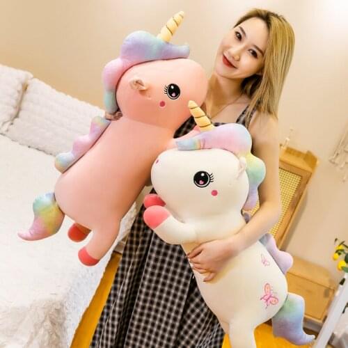 Creative Plush Toys Large Lying Unicorn Doll Comfortable Pillow Childrens Gift Kawaii Decompression Peluche For Child Birthday
