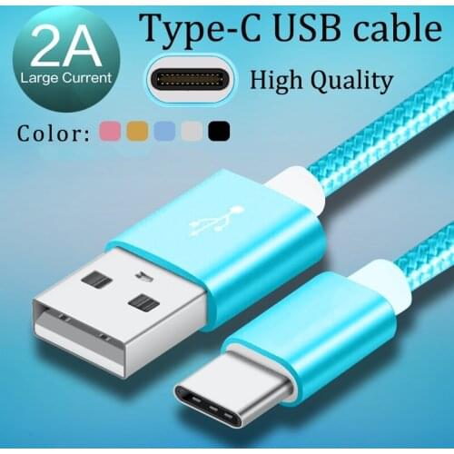 Type C Nylon Cable Fast Charging Cord For Xiaomi POCO X3 NFC F3 M3 Pro Samsung S21 FE S20 Ultra A72 A52 Mobile Phone USB-C Cable