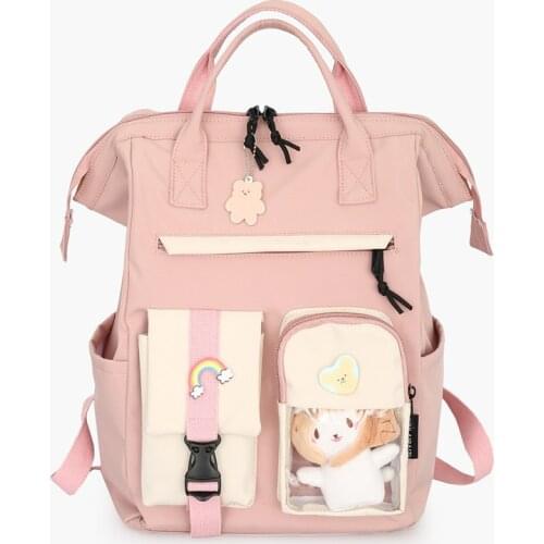 New Cute Donuts Women Backpack Female Ring Buckle Big Schoolbag Transparent Multi-pockets Travel Bag for Teenage Girls Backpacks