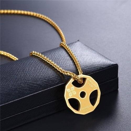 Fitness Dumbbell Piece Pendant Necklace Mens Necklace New Fashion Metal Pendant Accessories Party Jewelry
