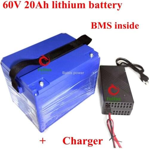 Rechargeable 60V 20Ah lithium LI ion battery pack with BMS for electric scooter motorcycle energy storage+charger
