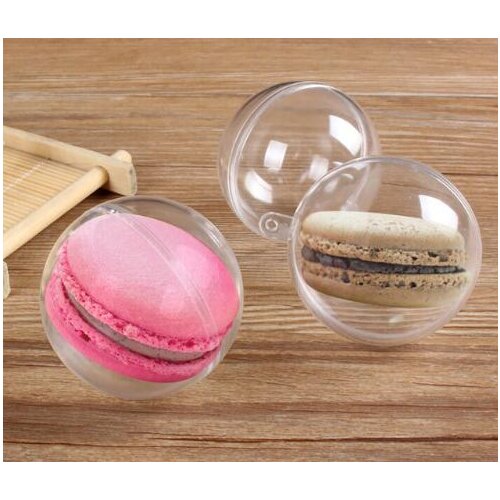 5cm Diameter Macaron Ball Plastic Hollow Ball Decorative Transparent clear Macaron box plastic cake Ball Box with hanging hole