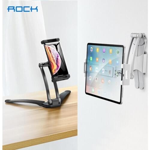 ROCK Aluminum Wall Desktop Tablet Stand For iPad 360°Adjustable Phone Holder For iPhone iPad Pro 12.9 MatePad Desk Mount