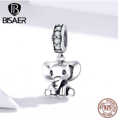 Elephant Authentic 925 Sterling Silver Hot Sale Elephant Beads Charms fit BISAER Bracelets Silver 925 Jewelry ECC1338