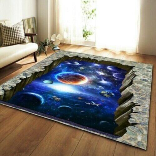 New 3D Galaxy Space Living Room Bedroom Carpet Safety Anti-slip Bedside Carpet Household Room Decoration Productspet