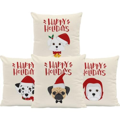 Christmas Dog Pillow Bulldog Boston Terrier Sausage Dog Boxing Dog Pillowcase Schnauzer Butterfly Dog ​​Labrador Sofa Cushion