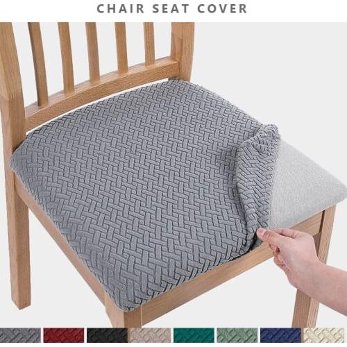 1 Piece Removable Dining Chair Seat Cover Jacquard Stretch Chair Seat Cushion Slipcover for Dining Room Kitchen Chairs