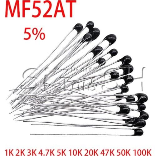 100pcs MF52AT MF52 B 3950 5% NTC Thermistor Thermal Resistor 1K 2K 3K 4.7K 5K 10K 20K 47K 50K 100K