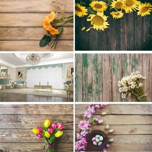 SHENGYONGBAO Vinyl Custom Photography Backdrops Prop scenery+ Flower and Wooden Planks Photography Background 200207FK-0003