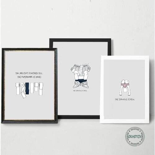 Funny Toilet Quotes Poster The Struggle Is Real Canvas Painting Nordic Reading Newspapers On The Toilet Wall Art Pictures