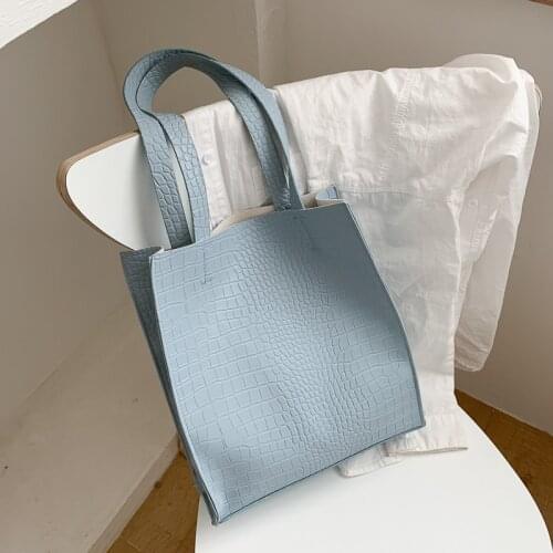 Women bag PU Alligator tote bag Fashion Soft Open solid shouder bag handbag high-capacity bag simple style