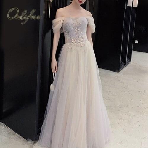 Ordifree 2021 Summer Women Long Party Dress Vintage Elegant Off Shoulder Sequin Evening Sexy Tulle Maxi Dress