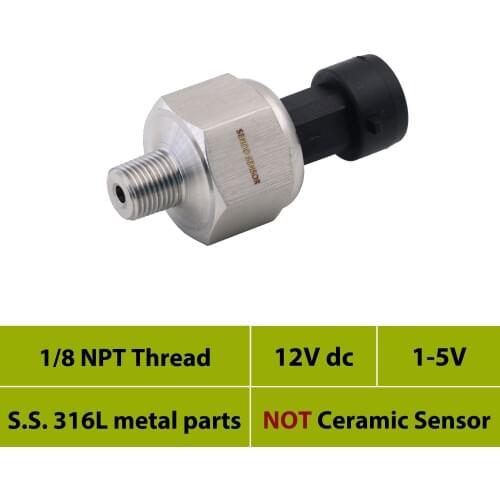 0 to 150psi, 12, 25bar, pressure transmitter, 1 5V output, 0 15 psi , 30, 50, 75 psi gauge, 1 8 NPT thread, AISI 316L material