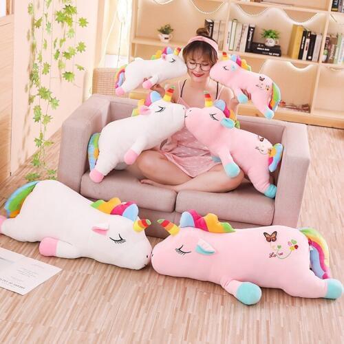 1pc 40-85cm Lovely Rainbow Butterfly Heart Unicorn Plush Toy Soft Kawaii Animal Unicornio Doll for Kids Baby Stuffed Pillow Gift