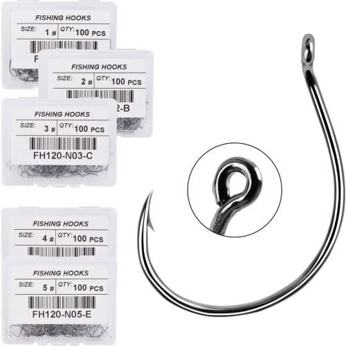 100pcs / Box Fishing Hooks Set Barbed Single Circle Carp Hook High Carbon Steel Sea Fishinhook Fly Fishing Accessories Tackle