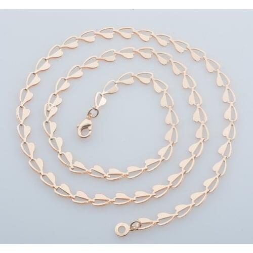 6mm Women Girls 585 Rose Gold Color Half Heart Necklace 45cm-60cm