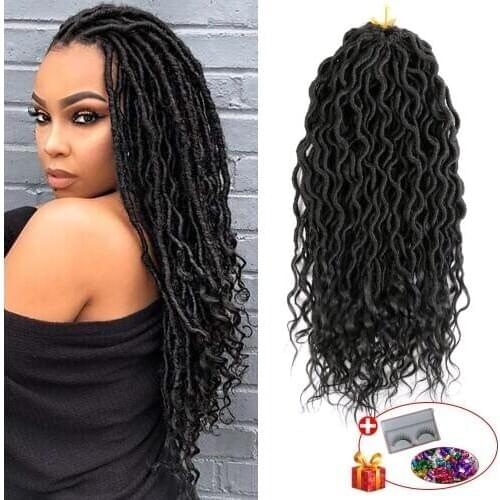 Aigemei Faux Locs Curly Ends Ombre Crochet Braiding Hair-Extension Low Temperature Flame Retardant Synthetic Fiber 24roots