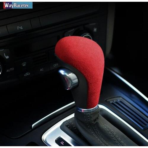Car Gear Shift Knob Cover ABS Trim Ultrasuede Suede Wrapping For Audi A4 B8 A5 A6 C6 Q5 8R Q7 4L Avant Interior Accessories