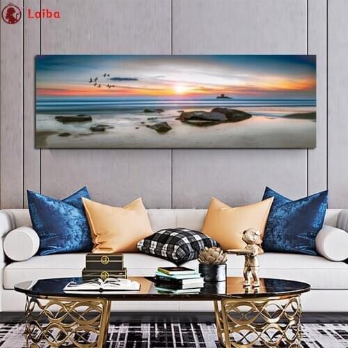 DIY diamond painting Natural scenery, sunset beach cross stitch diamond full mosaic diamond embroidery full square/round drill