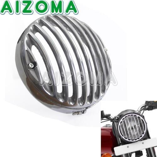 Aluminum Motorcycle 4.5'' LED Headlight Grill Cover For Harley Cafe Racer XL 883 Iron 1200 Vintage Universal Headlight Protector