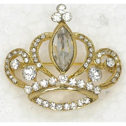 White Crystal Rhinestone Crown Pin brooches Fashion brooch Wedding party prom C2168 A2