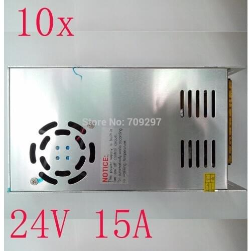 FREE DHL 10pcs/lot 360W 15A DC24V LED Switching Power Supply Transformer,Input AC110~240V for LED strip light,2 years warranty
