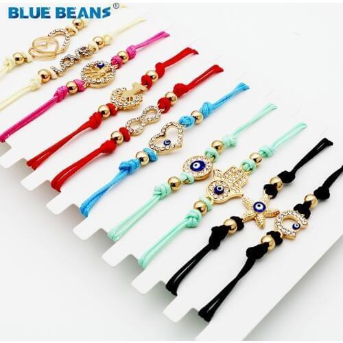 Bohemia Bracelets tree of Life Women With Braided Rope Beaded Evil Eye Charm Bracelets Crystal Adjustable 10 Different Styles