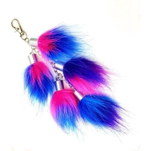 12 pcs/lot Long Pompon Key Chain 20 cm Fluffy Rose Bud Key Chain Plush Dolls Toy Women Bag Charming Pendant Soft Car Key Holder