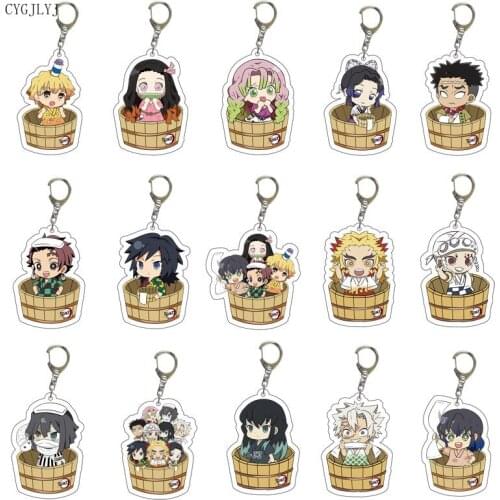 15pcs Anime Demon Slayer Keychain Brinco Blade Of Ghost Key Chains Choker Kamado Tanjirou Key Chain For College Students Gifts